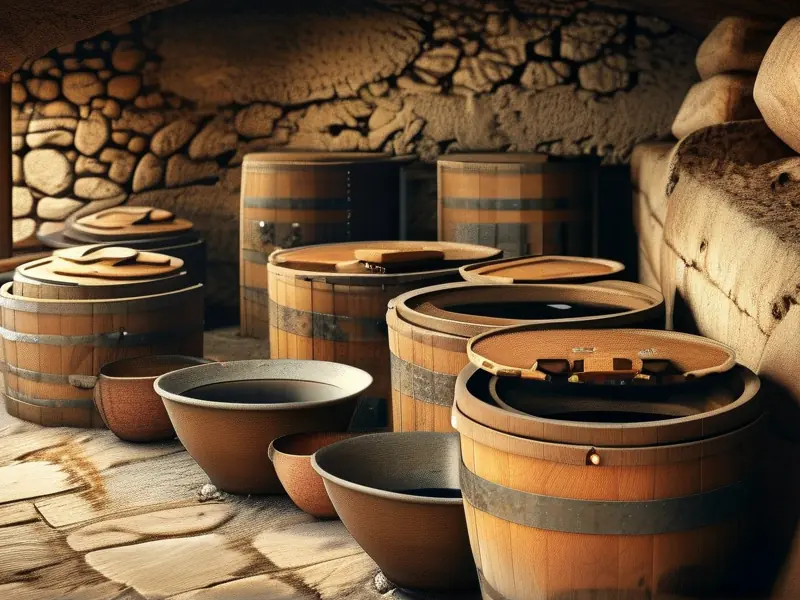 古代白酒酿造传统工艺展示图