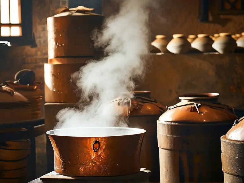 传统酱香型白酒蒸馏工艺实景展示