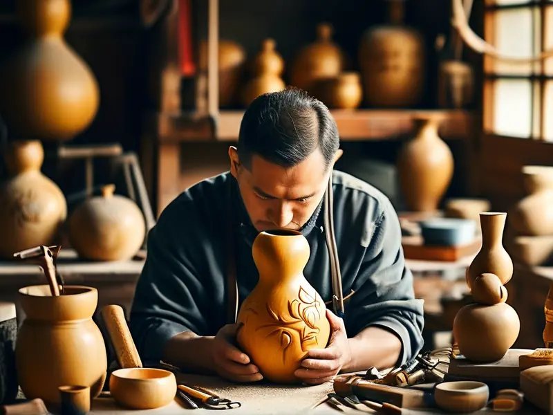 工匠制作酒葫芦的过程