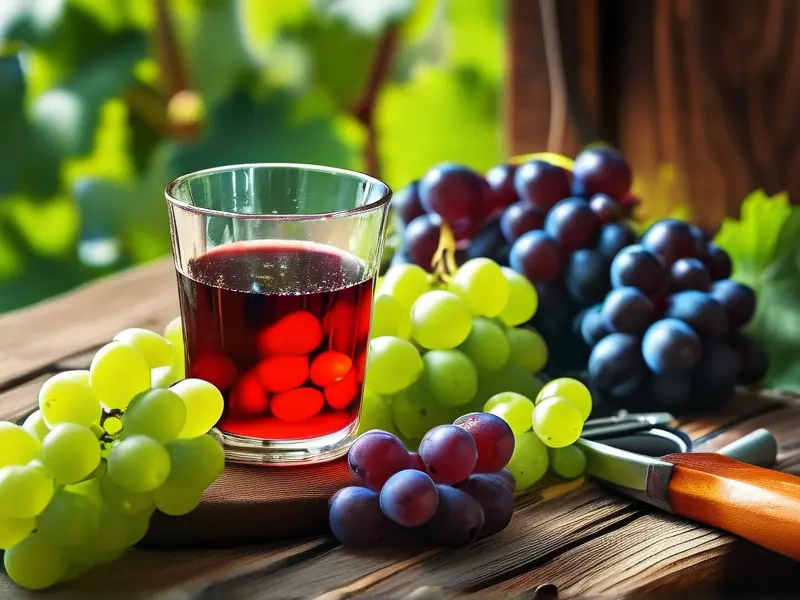 巨峰葡萄酿制的红酒展示