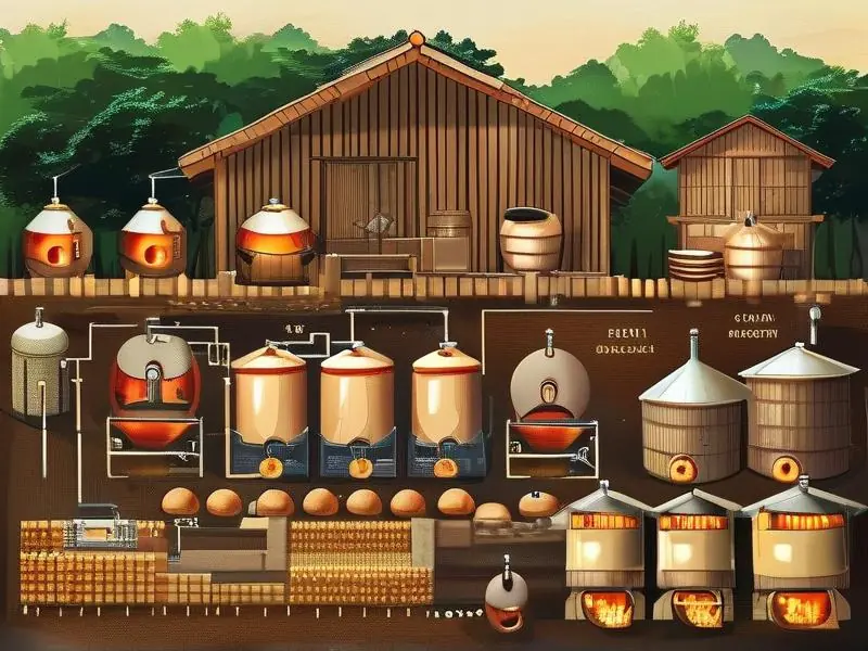 粮食酒酿造工艺流程示意图