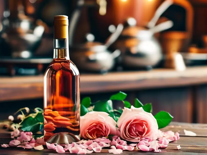 玫瑰酿酒成品展示及制作工具