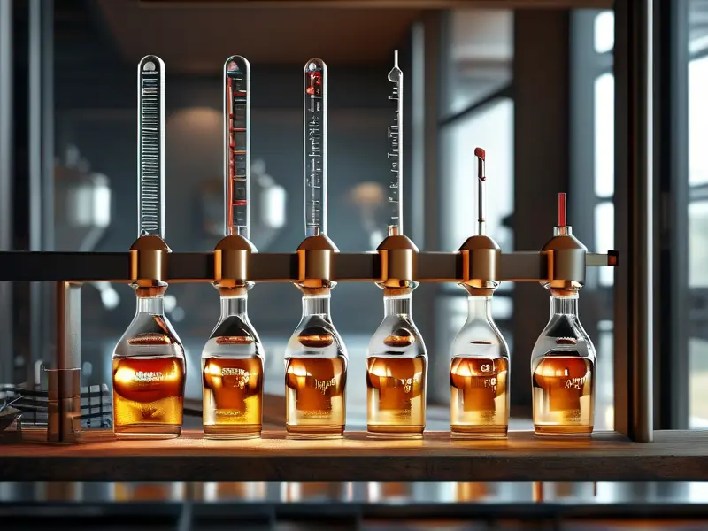 白酒蒸馏过程及酒精度数测量示意图