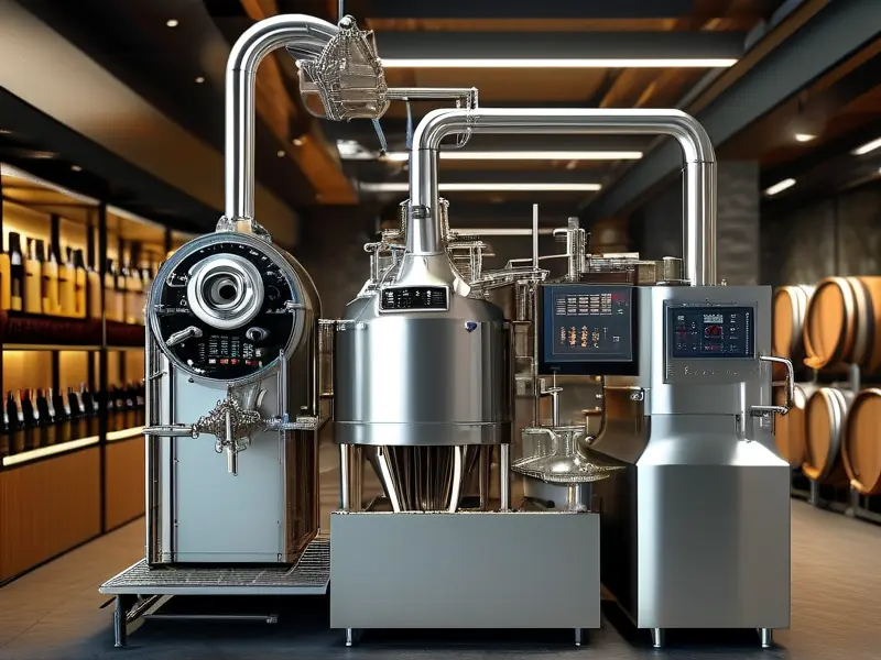 酿酒机器设备展示及操作场景