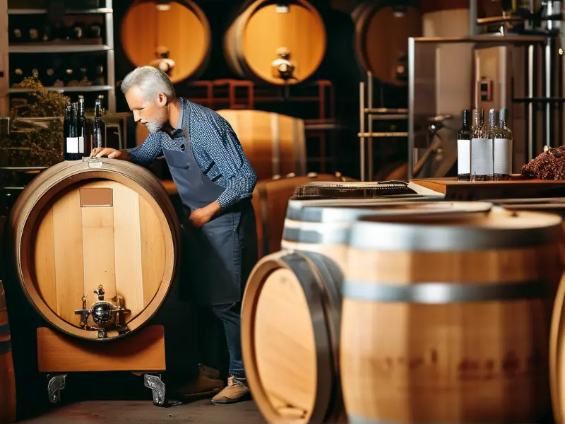 酿酒师检查发酵过程