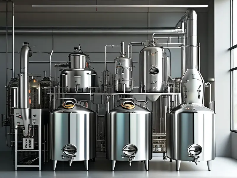 酿酒设备全套主要组件展示图