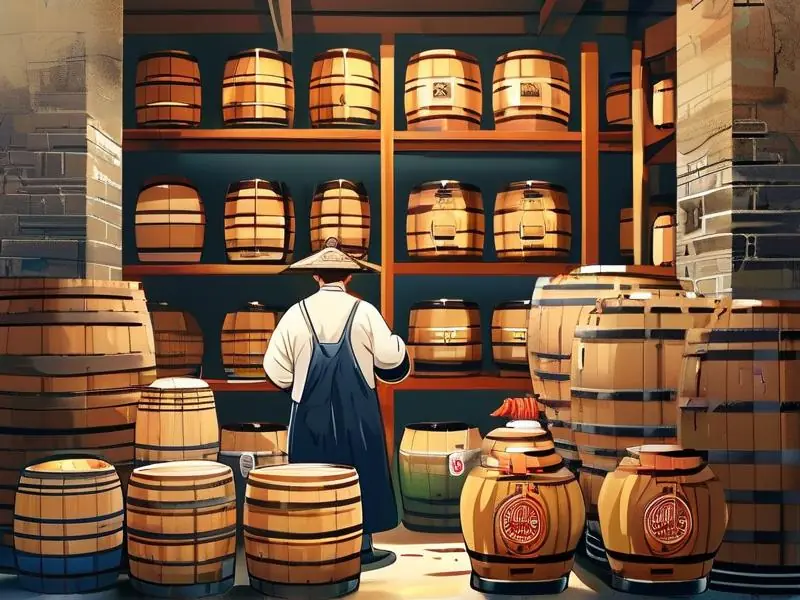 专业酿酒师在传统酒厂中精心勾兑不同批次的酒