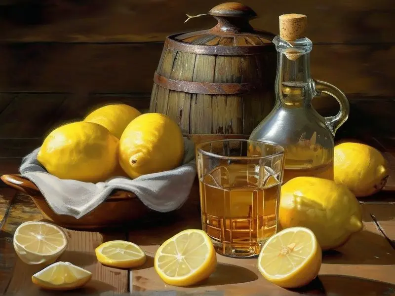 自制柠檬酒的材料与器具展示