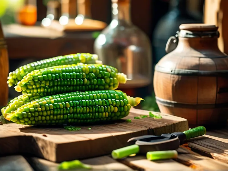 青玉米酿酒原料与工具展示