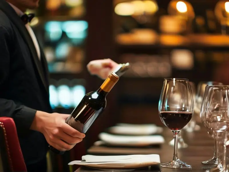 专业侍酒师为客人提供侍酒服务