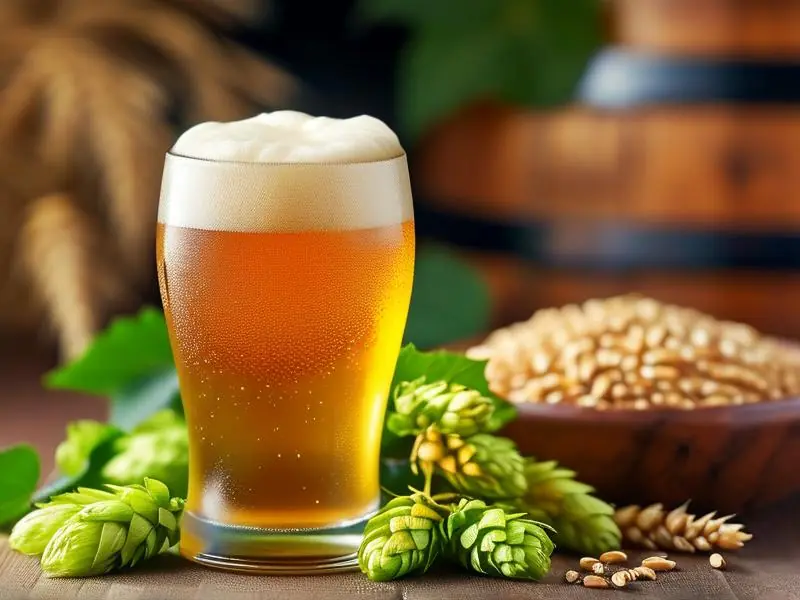 水麦芽啤酒花酿造的啤酒展示图