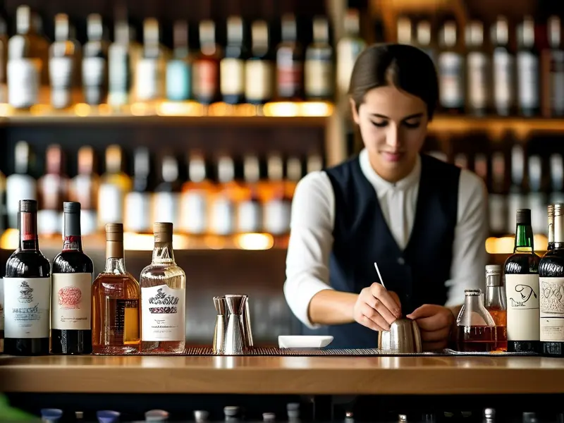 学员在专业调酒师指导下学习调酒技术