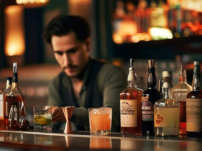 专业调酒师调制鸡尾酒