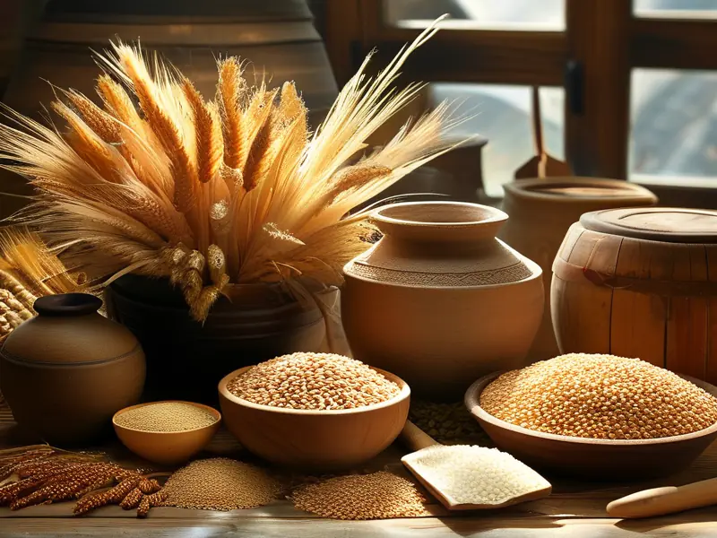 五谷杂粮酿酒原料及工具展示