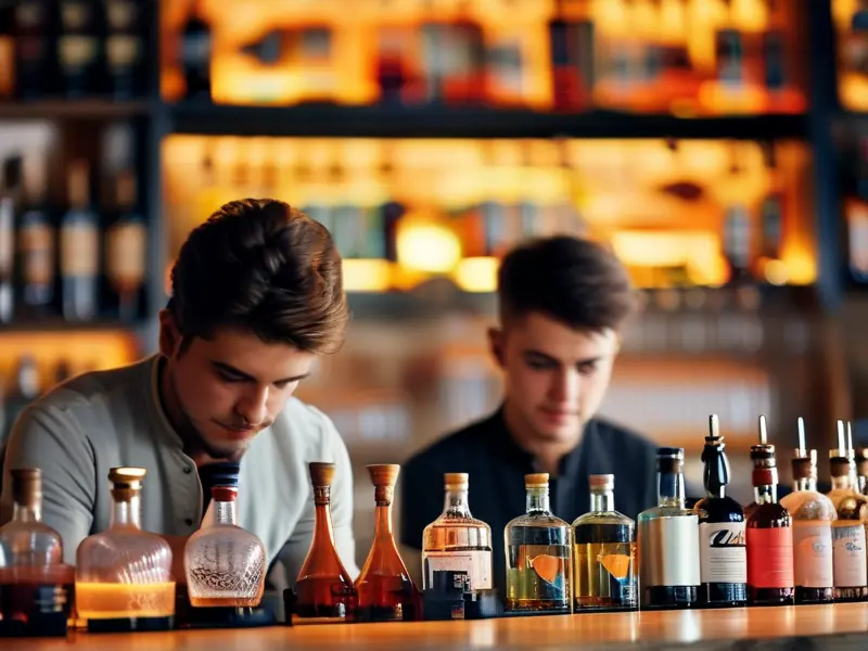 学员在调酒学习班中练习调酒技巧