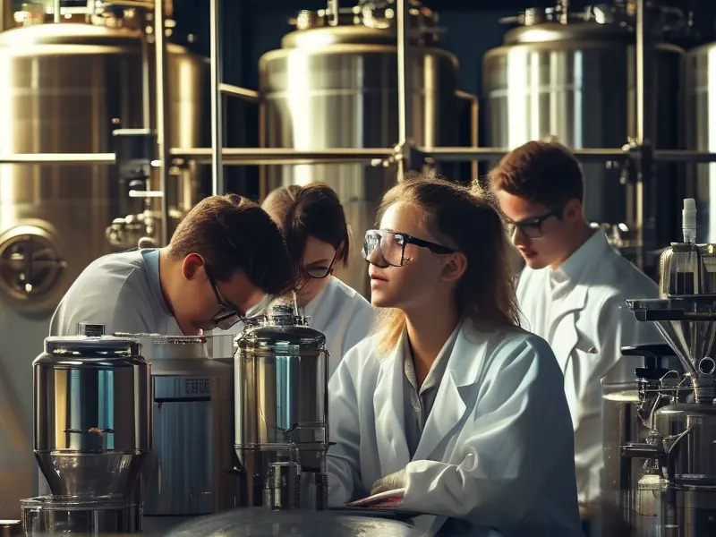 研究生酿酒专业实验室研究场景