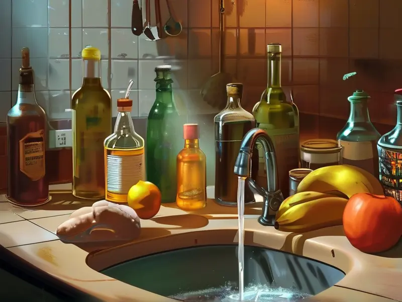 决心戒酒的人将酒倒入水槽