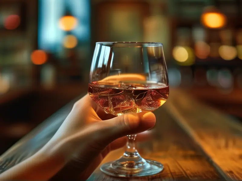 选择戒酒的人手持一杯水，象征戒酒的决心