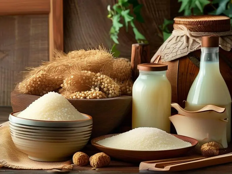 家庭自制甜白酒原料与发酵过程展示