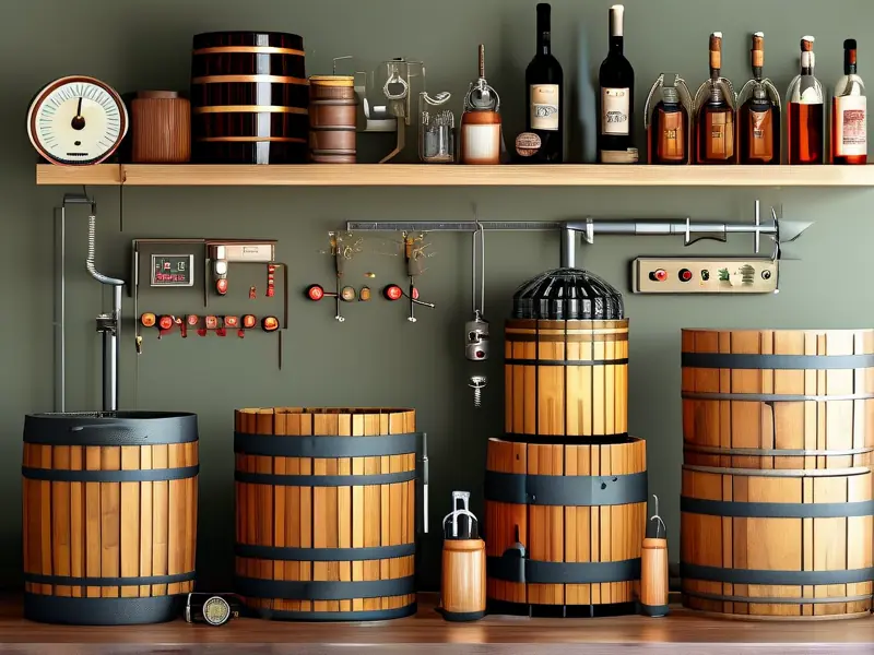 家庭酿酒工具摆放整齐