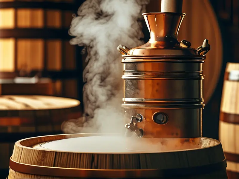 传统铜制蒸馏器工作过程实拍