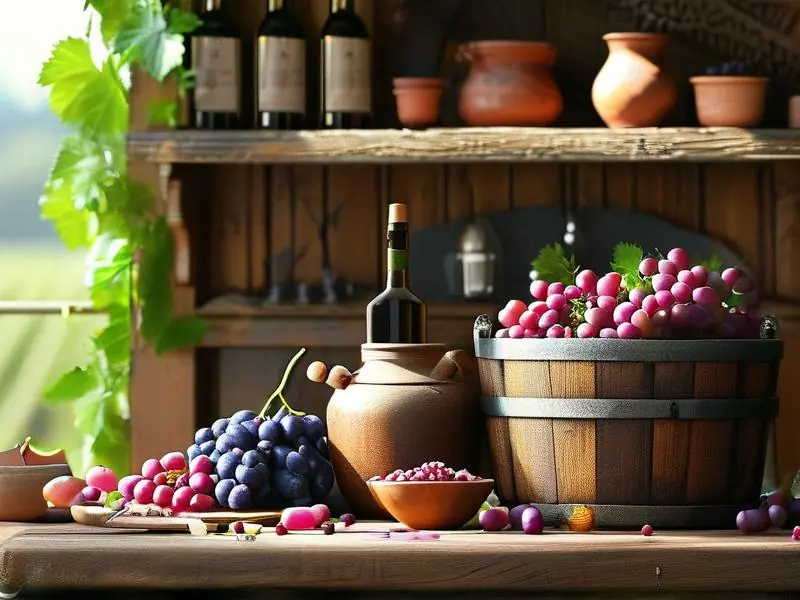 家庭自酿葡萄酒的材料和工具摆放