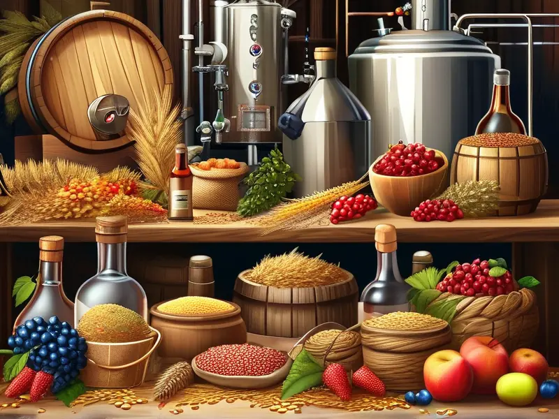 制作酒的原料展示图