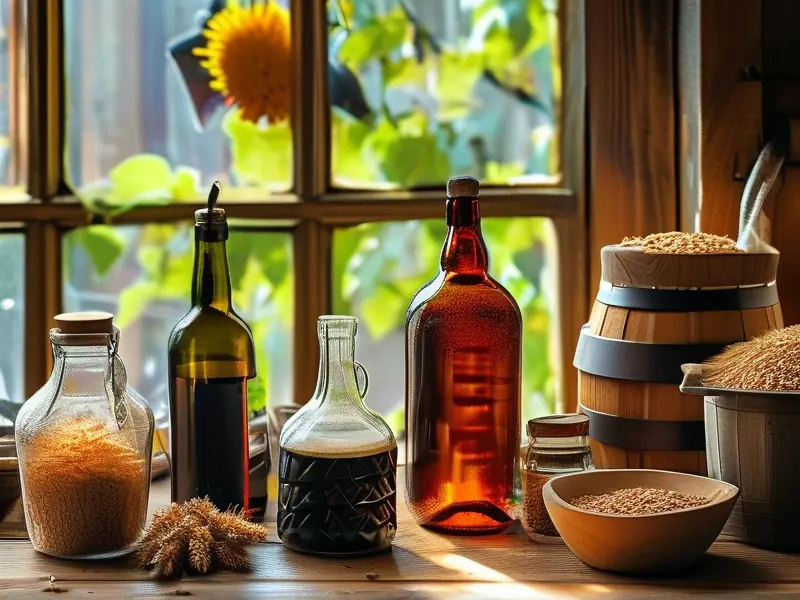 在家自酿啤酒的设备与原料展示