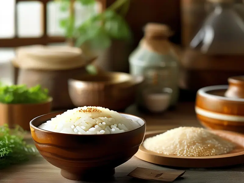 做酒米饭的材料与成品展示