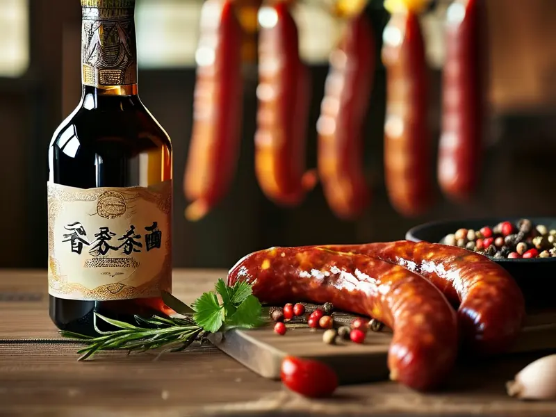 香肠制作中加入白酒的步骤示意图