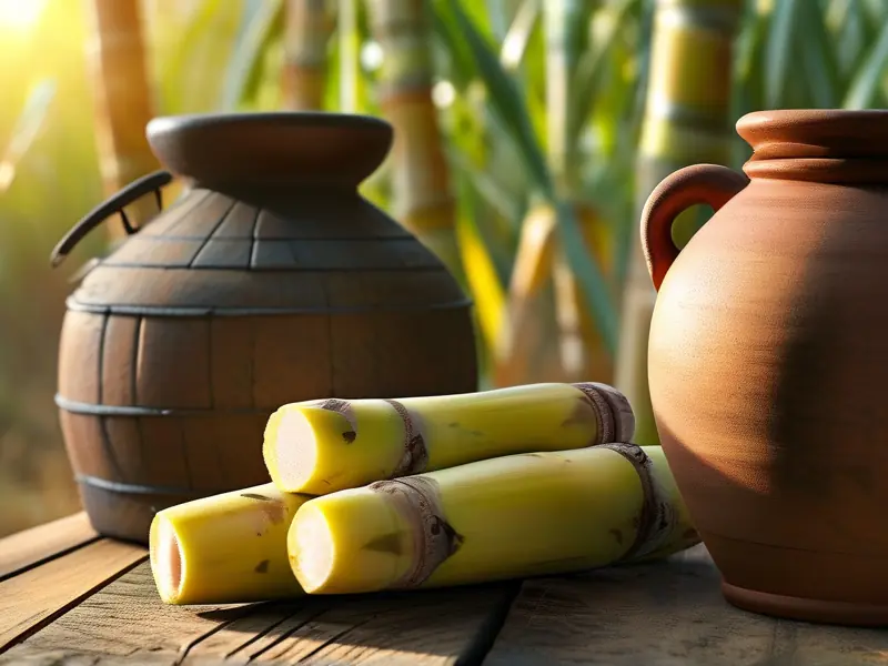 甘蔗酿酒原料与工具实拍图