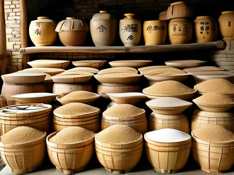 黄酒酿制原料实物展示图