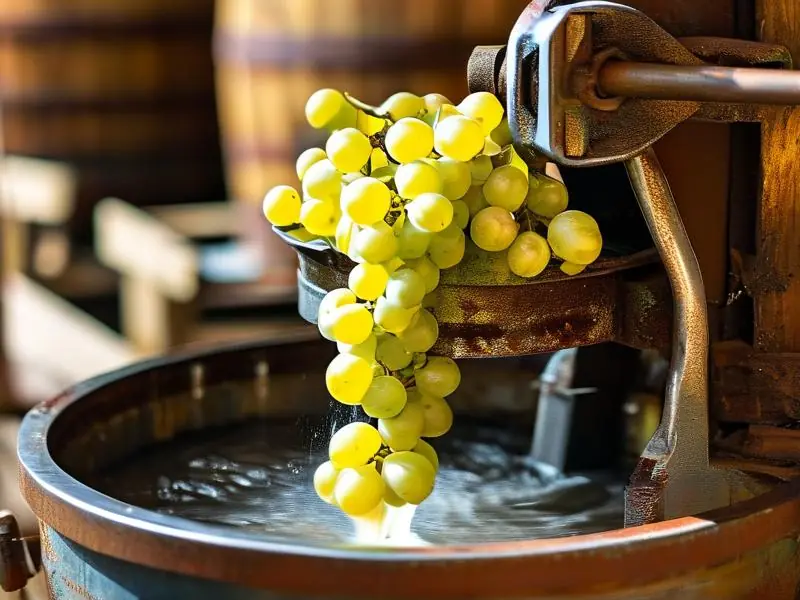 白葡萄压榨和发酵过程实景图
