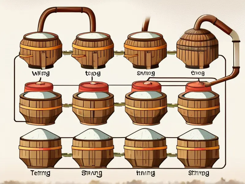 传统固态法酿酒工艺流程示意图