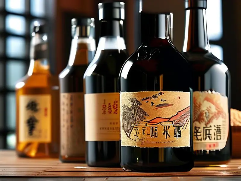 纯粮食酿造酒瓶身标签特写