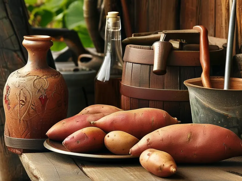 家庭自酿地瓜酒原料与工具准备实拍图