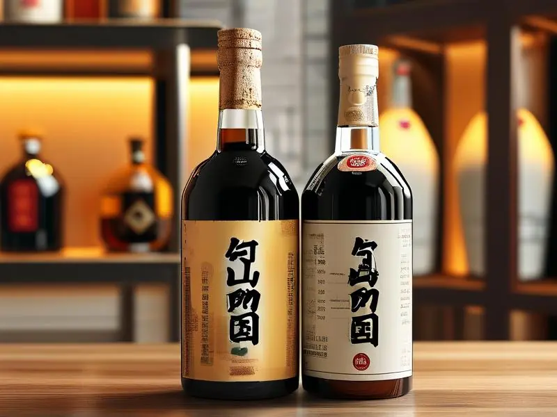 勾兑酒与酿造酒生产工艺对比示意图