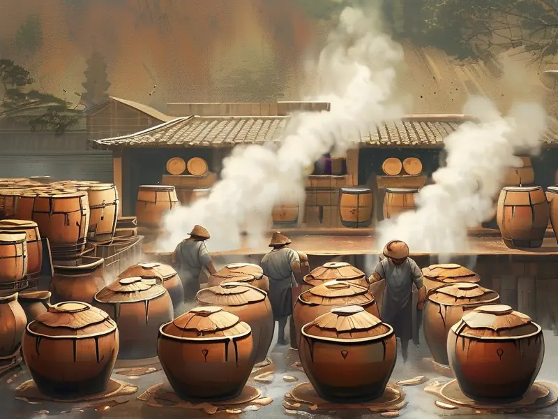 固态法工艺制酒现场操作图