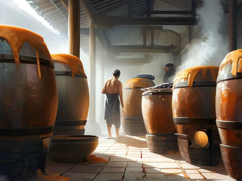 传统固态酿酒工艺现场实拍图