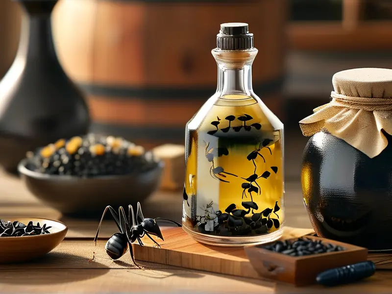 黑蚂蚁酒制作原料及过程展示