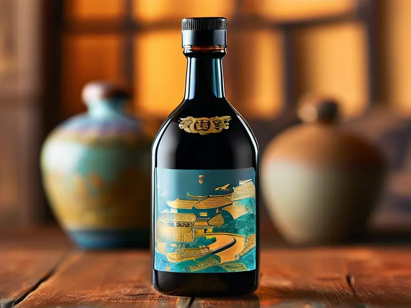 沪卅特酿珍品白酒瓶身展示