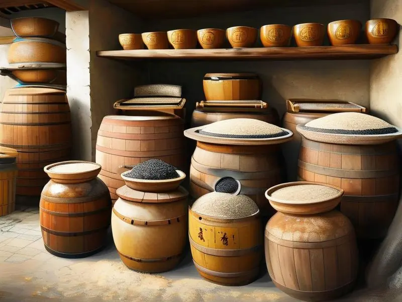 黄酒制作原料及传统酿造工具展示