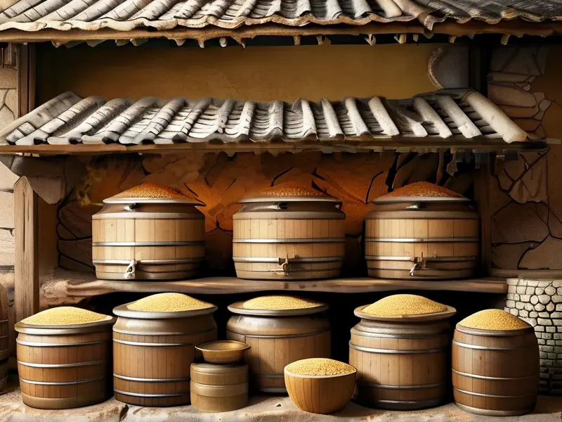 传统黄酒酿制过程实拍图