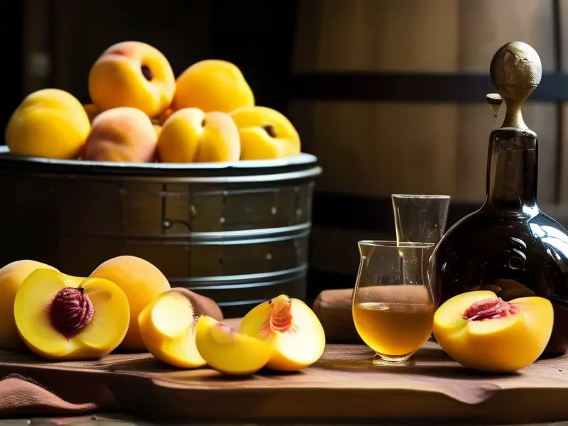 黄桃酒酿制材料与工具展示