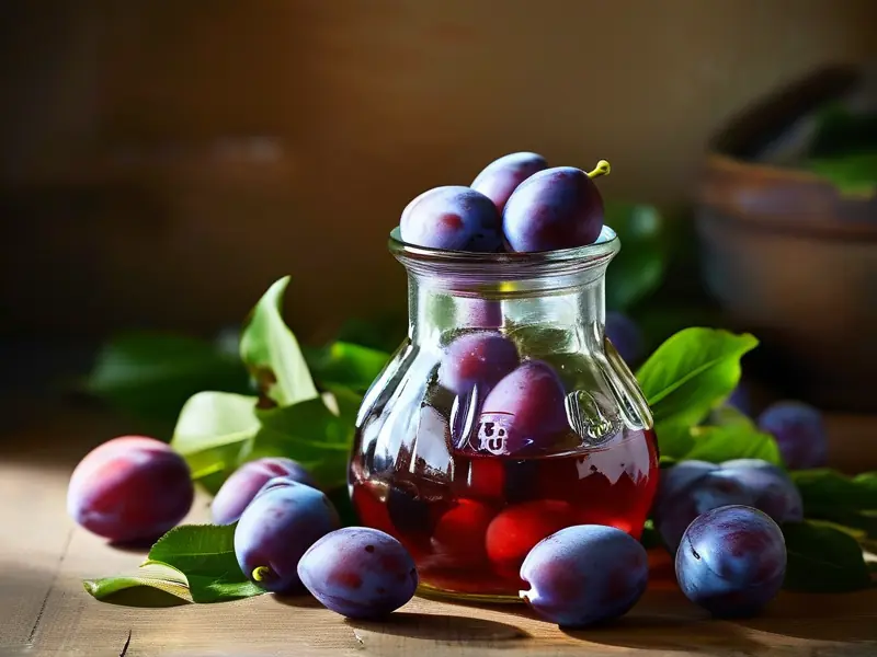 家庭自制梅子酒的原料和工具展示