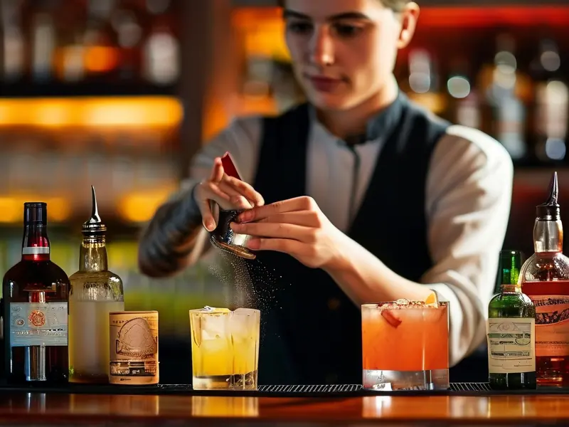 专业调酒师调制鸡尾酒
