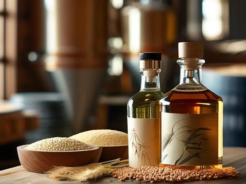 不同粮食酿造的白酒对比展示