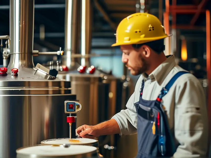 酿酒工艺技术员在酒厂检测酒液质量