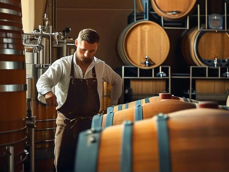 酿酒师在酒厂工作场景