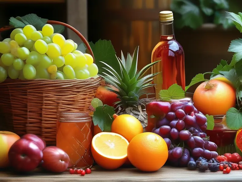 新鲜水果准备用于家庭果酒酿造